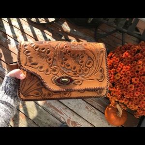 Embossed leather purse
